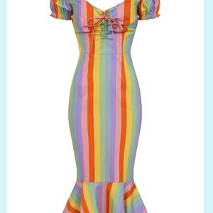 Collectif Sasha Vintage Rainbow Fishtail Pride Dress NWT SO CUTE!